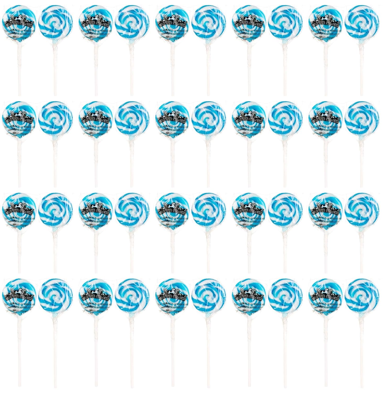 Blue & White Swirl Lollipops – 80 Pack Individually Wrapped – Party Favors, Baby Showers, Gluten-Free, Vegan, Bulk Candy