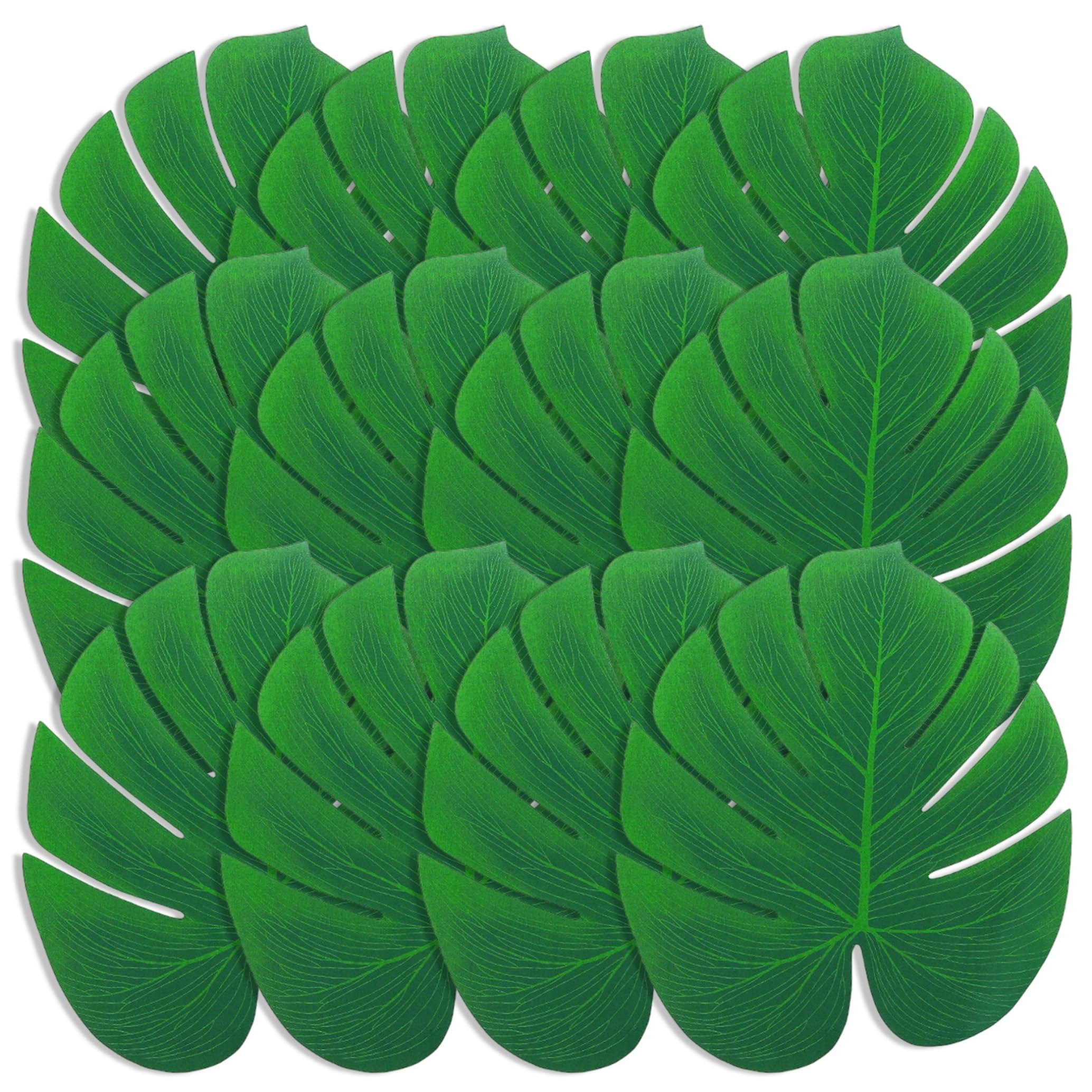 Goutdori Artificial Monstera Leaves 12PCS, Realistic Faux Tropical Plant Leaves for Jungle Beach Hawaiian Luau Party Green