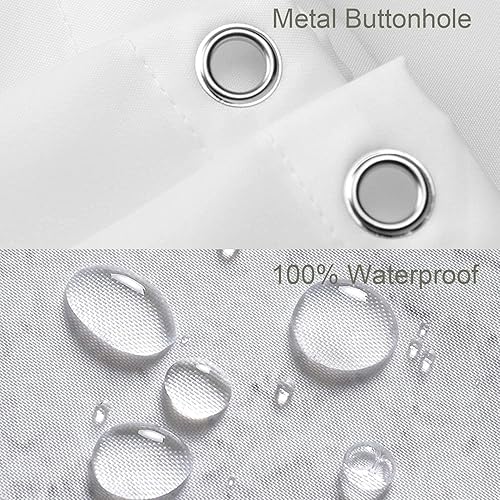 Miniatura 7 de Miffrank - Juego de cortina de regadera rústica de tela floral gris, 6 ganchos, diseño de margaritas de mariposa, estilo granja de campo americano,