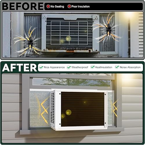 Miniatura 7 de Flehomo 4 paneles de espuma de aislamiento de aire acondicionado de ventana, kit de paneles aislados de CA de 17 x 9 x 1 pulgadas, con tira de