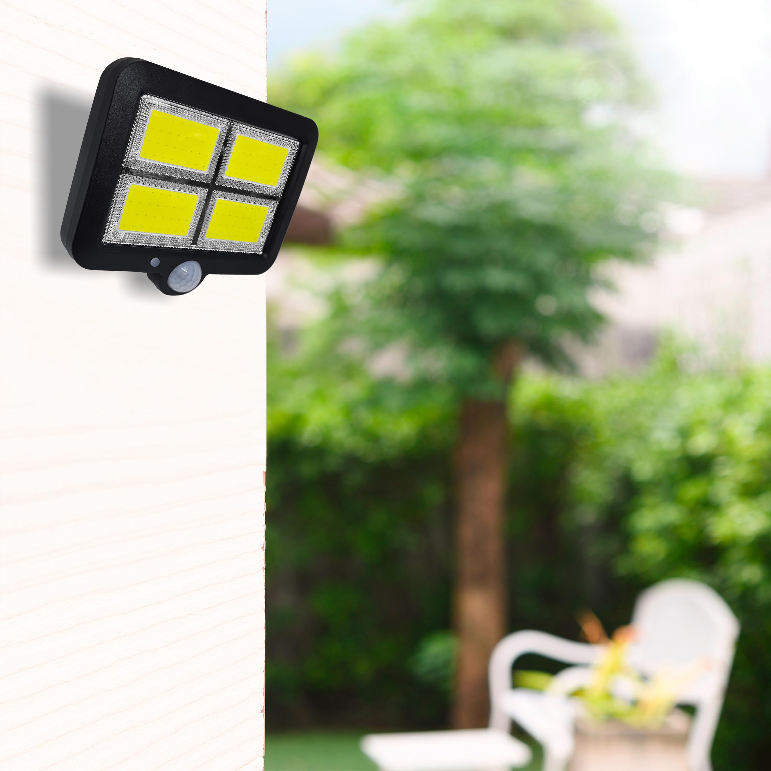 Retoo Lampa solarna zewnętrzna z czujnikiem ruchu 120 diod LED Nowy model lampy słonecznej do ogrodu Kinkiet solarny do użytku na zewnątrz idealne na patio werandę garaż drzwi wejściowe