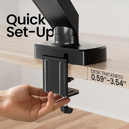 Miniatura 7 de EVEO Brazo de monitor único premium de 14 a 34 pulgadas, soporte de monitor de resorte de gas ajustable, soporte de escritorio de un solo brazo para