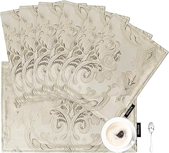 TOPLUXE Placemats 30x45cm, Luxury Table Mats for Dining Room/Banquet/Restaurant/Festival Decoration (Set of 6, Champagne)