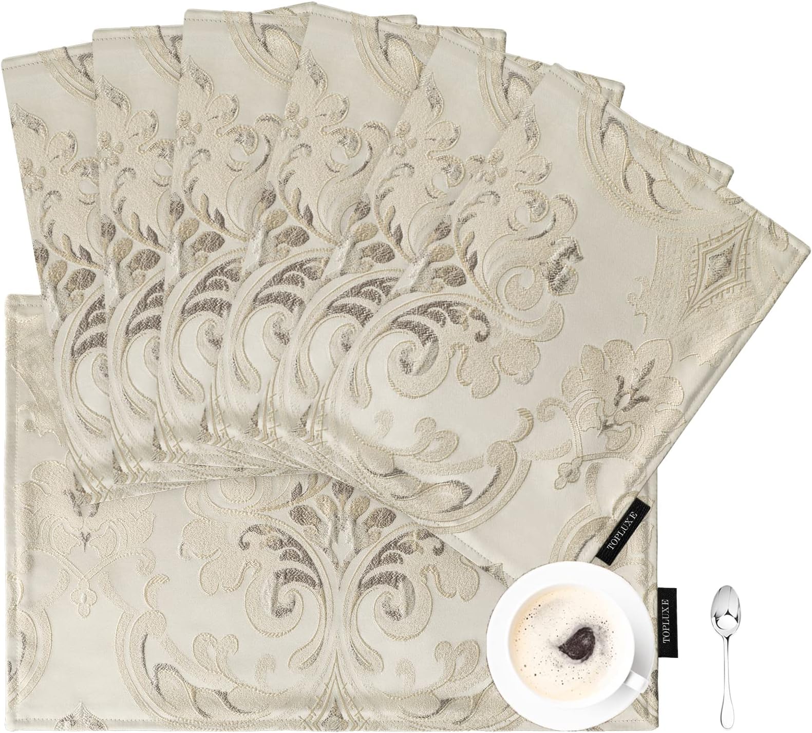 Placemats 30x45cm, Luxury Table Mats for Dining Room/Banquet/Restaurant/Festival Decoration (Set of 6, Champagne)