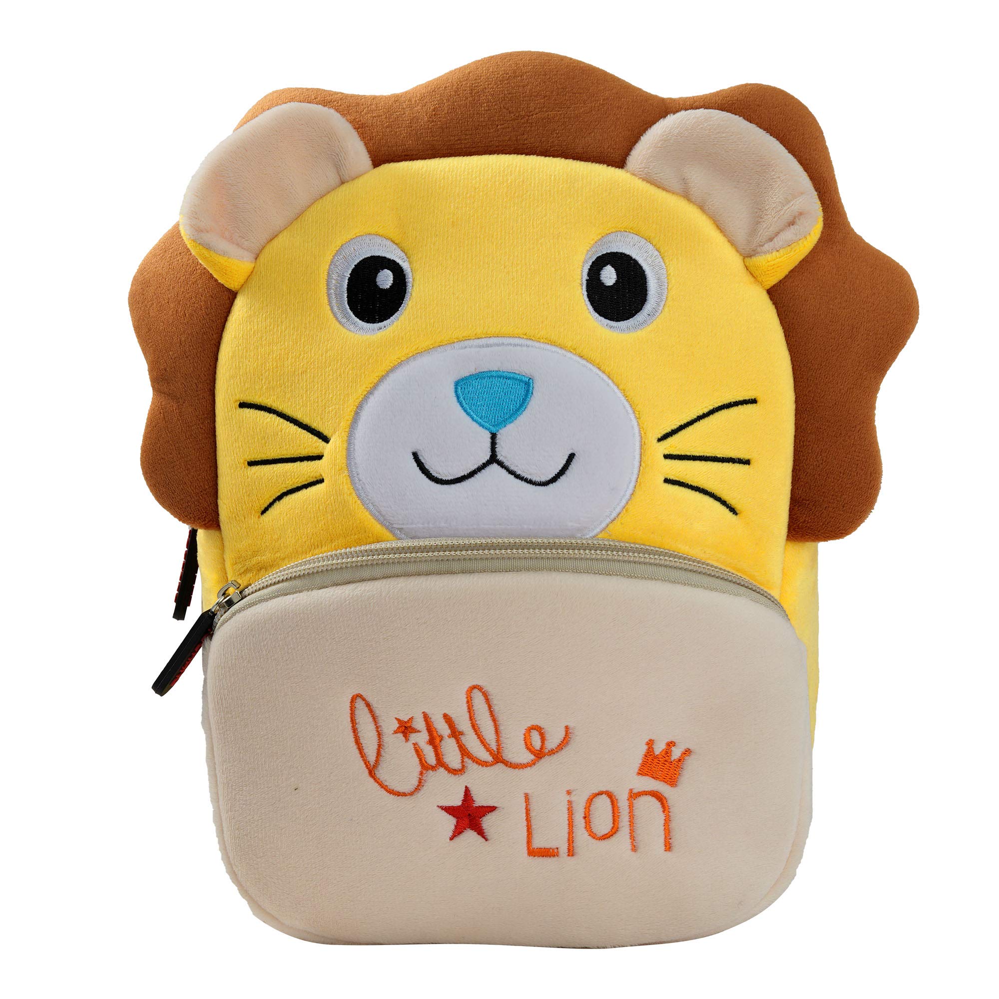 BAIGIO Mochila Pequeñas Infantil Kindergarten, Bolsas Escolares de Dibujos Animados Animales para Niñas Primaria 3D Suave Mochila de Felpa Bebe Guarderia Preescolar para 2-4 Años (León)