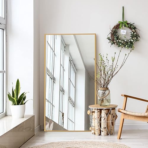 Miniatura 3 de NeuType Espejo de longitud completa para colgar o apoyar contra la pared, espejo rectangular grande para dormitorio, espejo de piso, espejo de