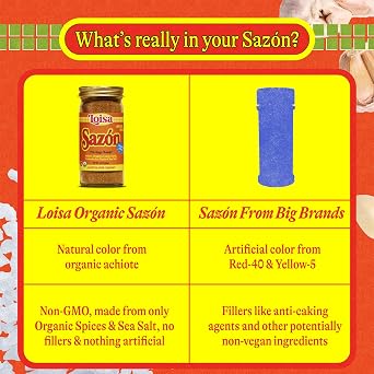 Loisa Adobo + Sazon Duo - USDA Organic, Non-GMO, No-MSG, No Preservatives, No Artificial Coloring, No Artificial Flavors