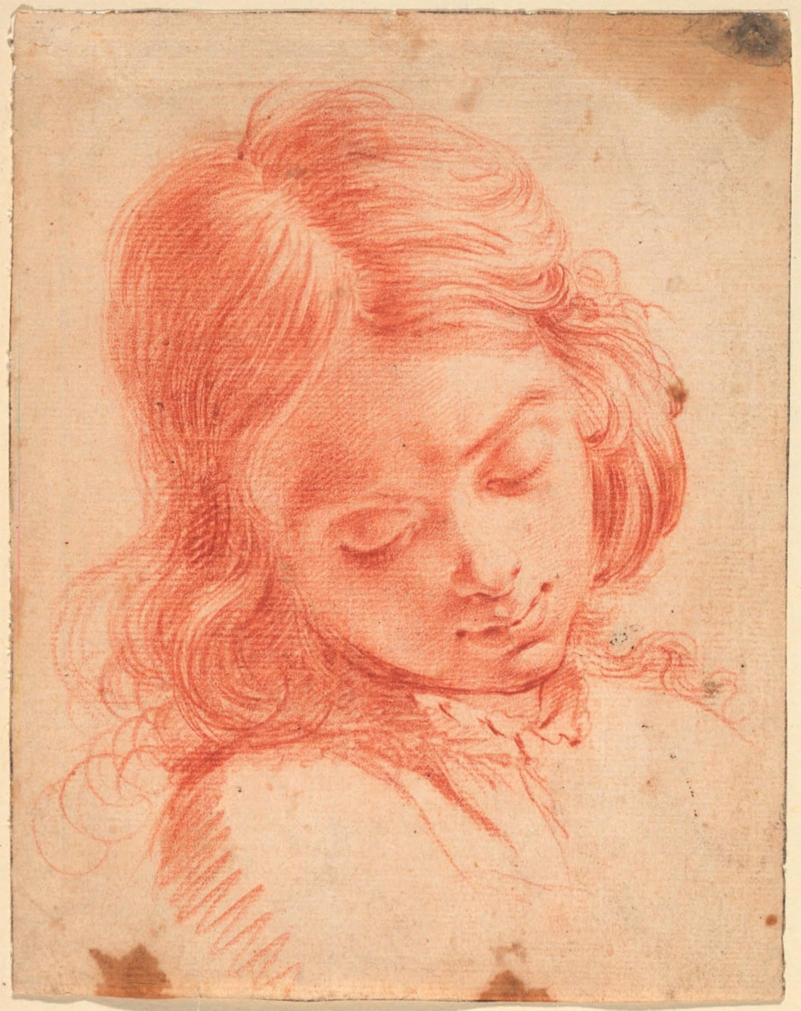 POSTERIIk Famous Modern Artwork Art Mural Bust of a Boy Looking Down by Carlo Dolci Oil Paintings Pictures for Home Decor 60x90cm