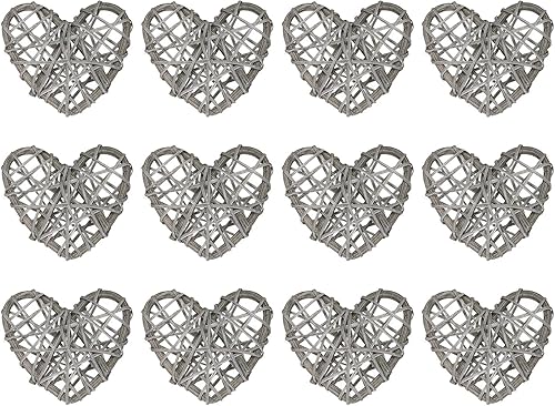 MECCANIXITY 20 piezas de jarrón de ratán en forma de corazón, para decoración del día de San Valentín, boda, decoración del hogar, gris claro, 2.36