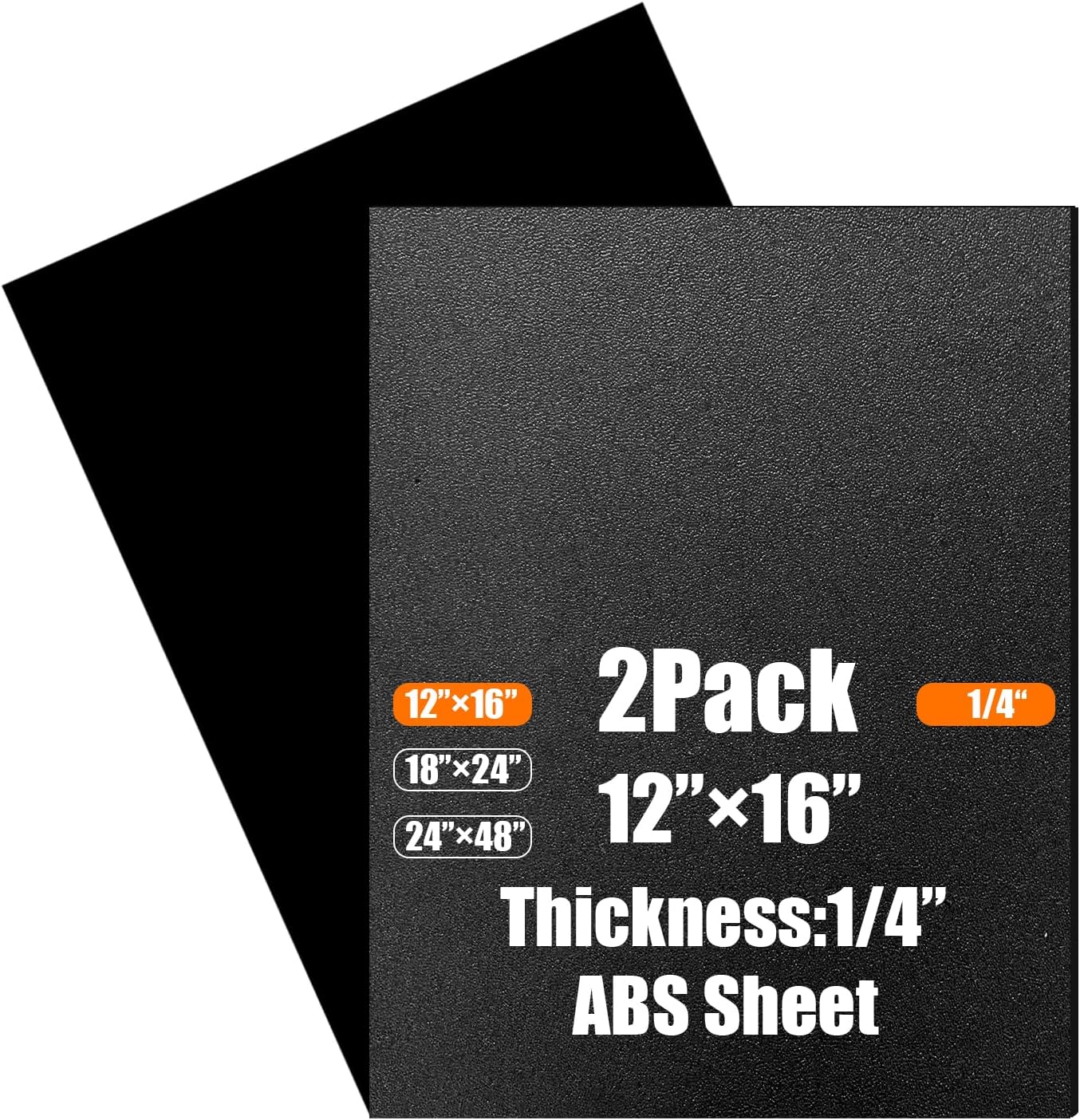 2-Pack ABS Plastic Sheet 1/4 Inch Thick 12" x 16",Two-Sided Heat Moldable Plastic Panel(Textured & Smooth Finish), Black Plastic Sheet for DIY Projects, Decor, Handcrafts,Car Interiors