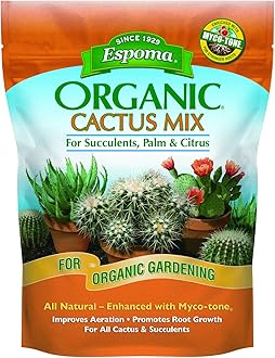 Organic Cactus Potting Soil Mix, Natural & Organic Soil for Cactus, Succulent, Palm, and Citrus Grown in containers Both Indoors and Outdoors, 4 qt, Pack of 1