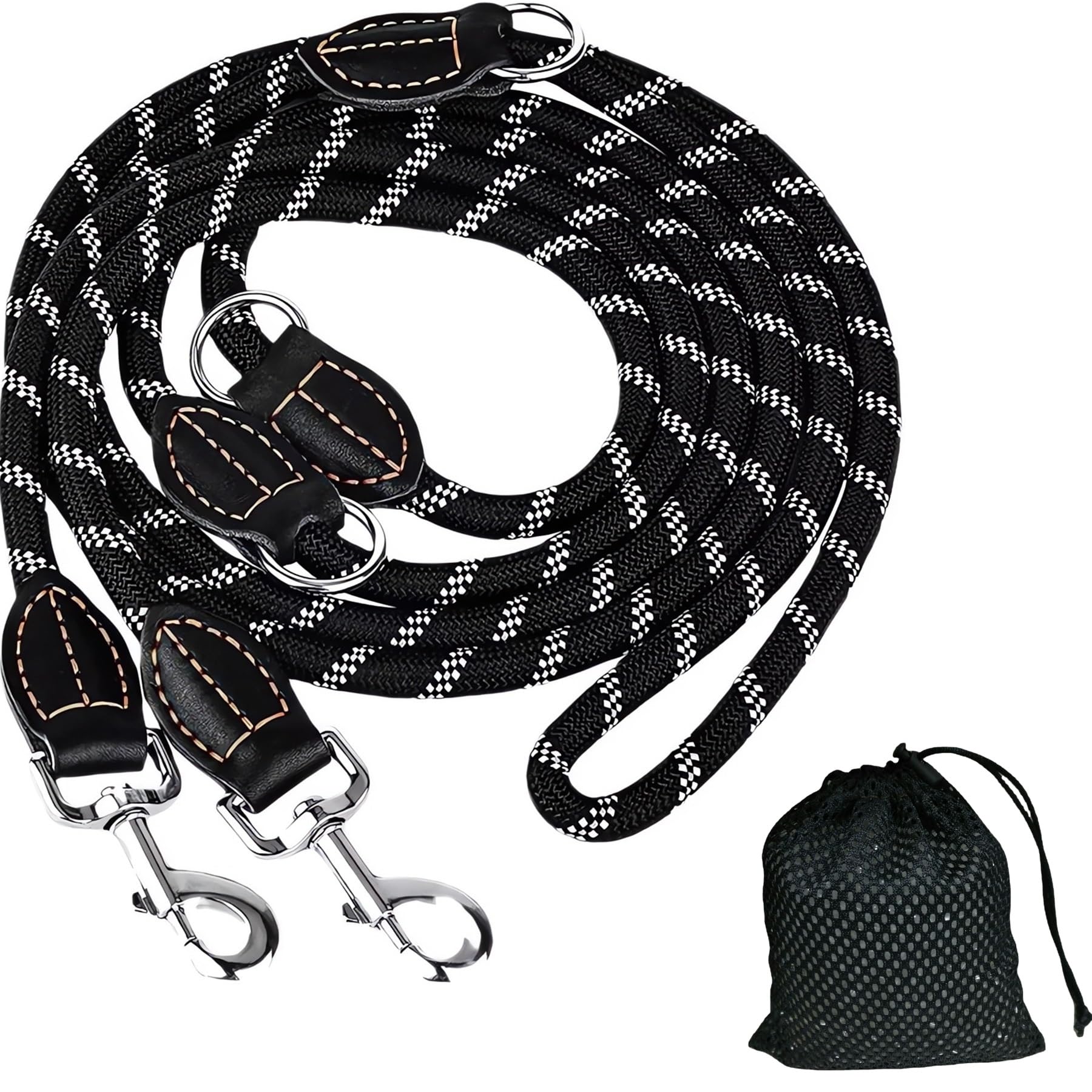 TAVADA Correa Perro, Correa de Adiestramiento para Perros Regulable, Nylon Sólido Larga Reflectante Cuerda 3m, Correa para Perros Medianos y Grandes, Negro