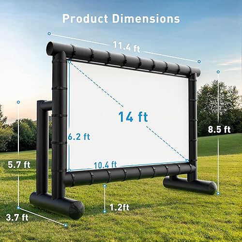 Miniatura 6 de Pipishell PIPJN14B - Pantalla de proyector inflable de 14 pies, pantalla de película hermética para exteriores con bomba de aire de 650 W, pantalla