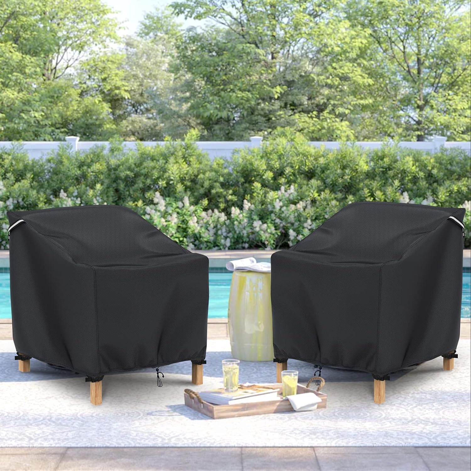 Gasadar Patio Chair Cover - 2 Pack, 32.5" W x 37.5" D x 36.5" H, 600D view 7