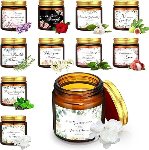 MTLEE Velas perfumadas religiosas cristianas para el Día de la Madre, 10 tarros de 3.5 onzas, regalo de aromaterapia, soya natural, velas