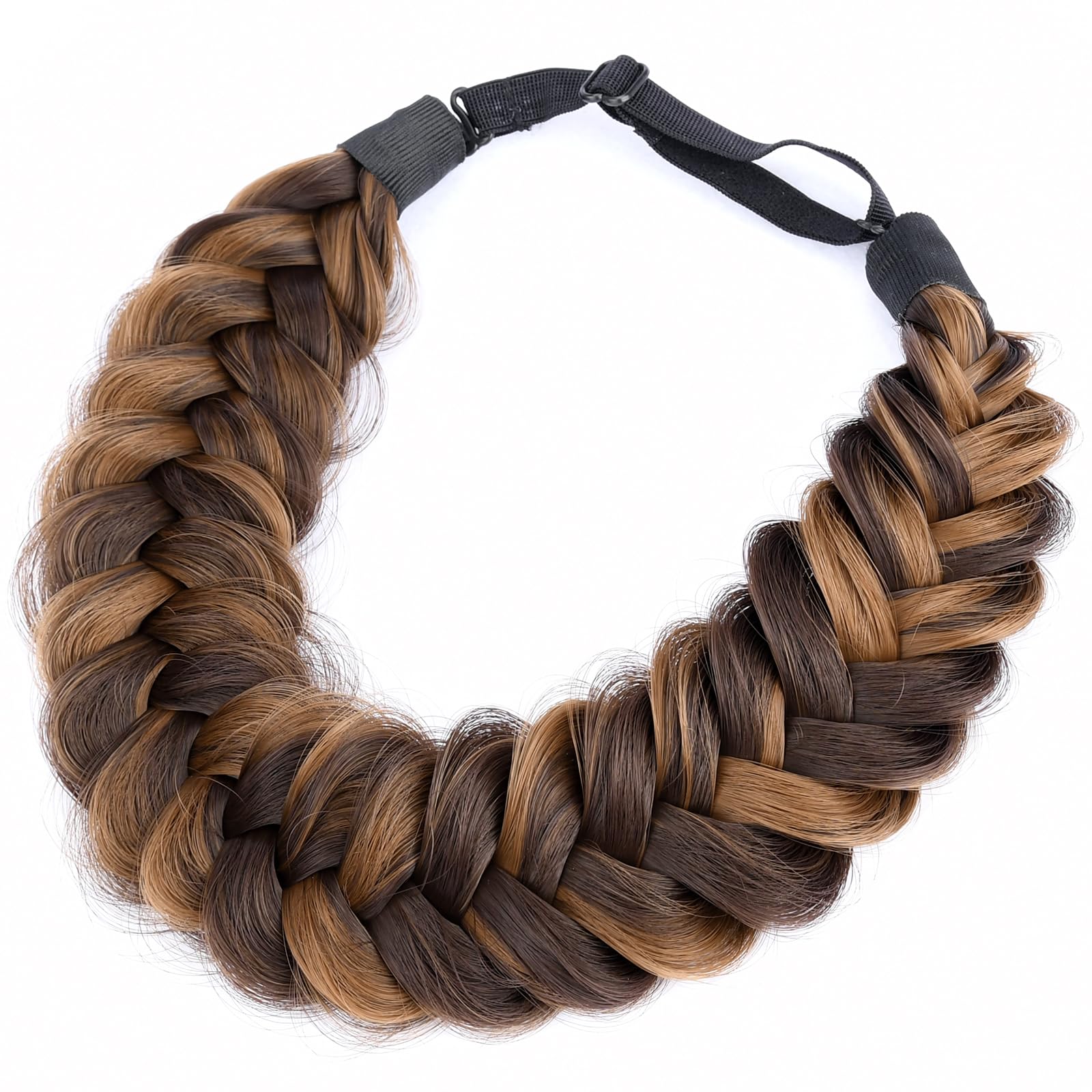 BOBIYA Messy Wide 2 Strands Synthetic Hair Braided Headband, Chocolate Toast (HAIRBAND, Women, Hair Styling)