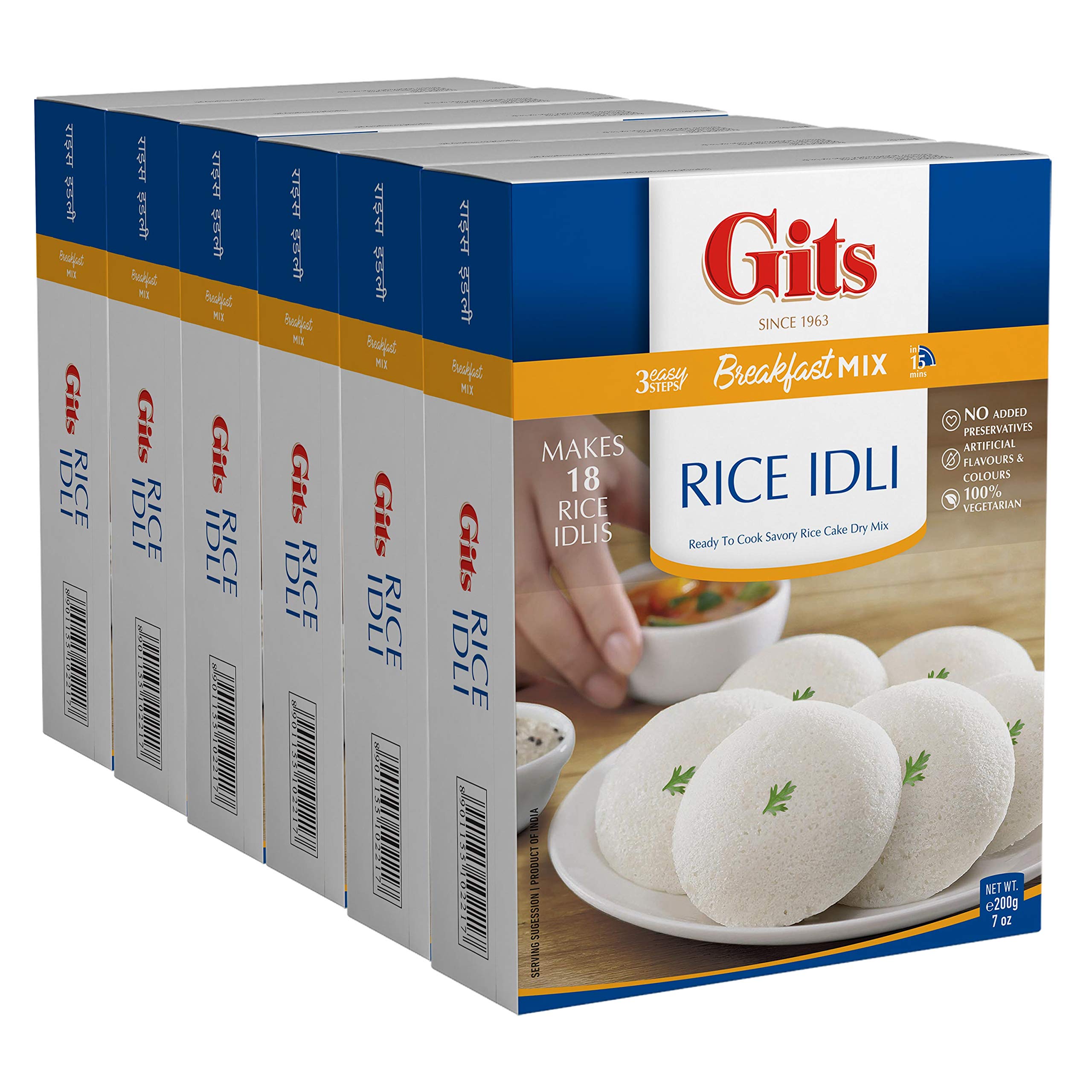 Gits Instant Rice Idli Breakfast Mix, 1200g (Pack of 6 X 200g Each) - breakfast | Mubboo