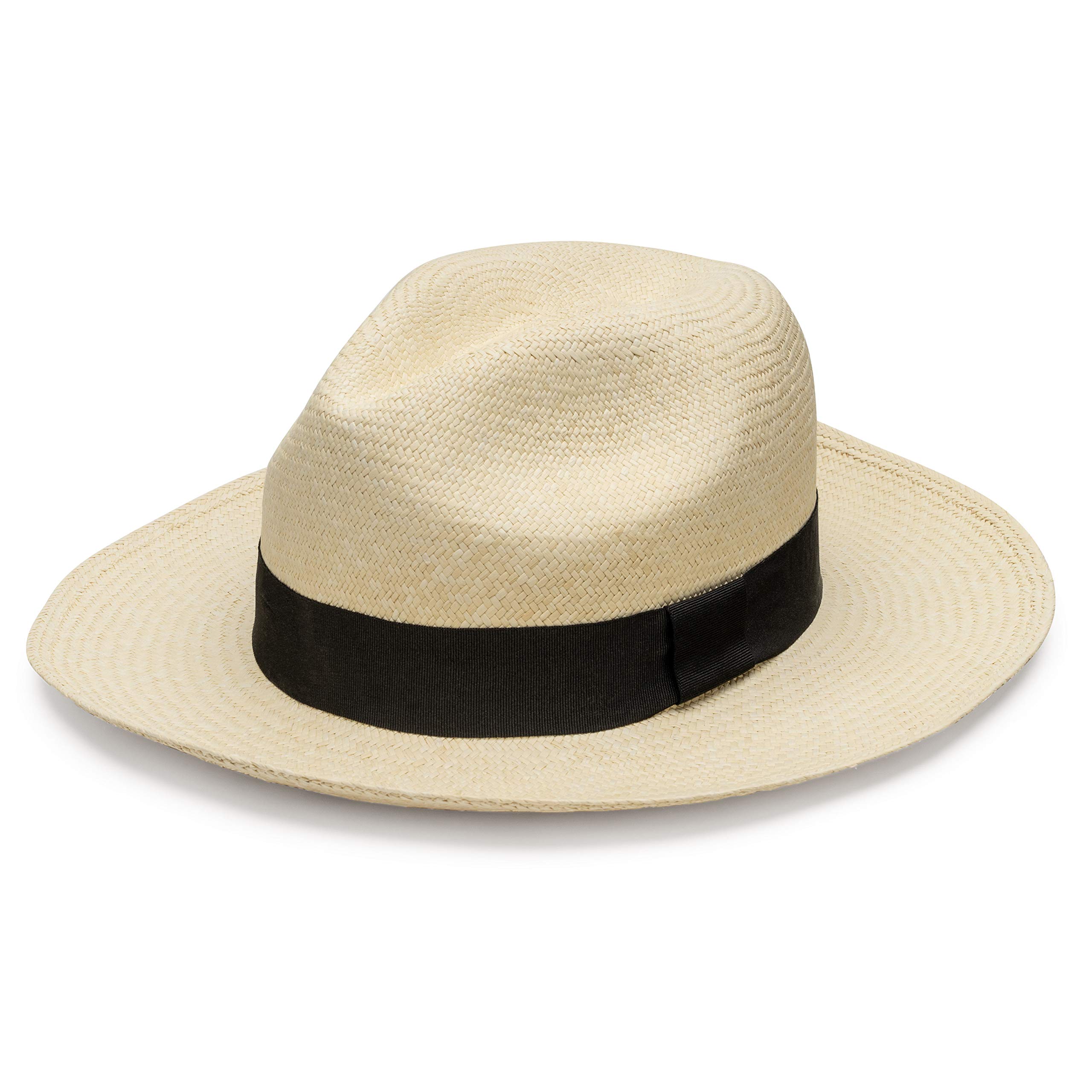 QISUAuthentic Panama Hat, Hand-Woven Craftsmanship, Classic Summer Wear (Fedora Montecristi)