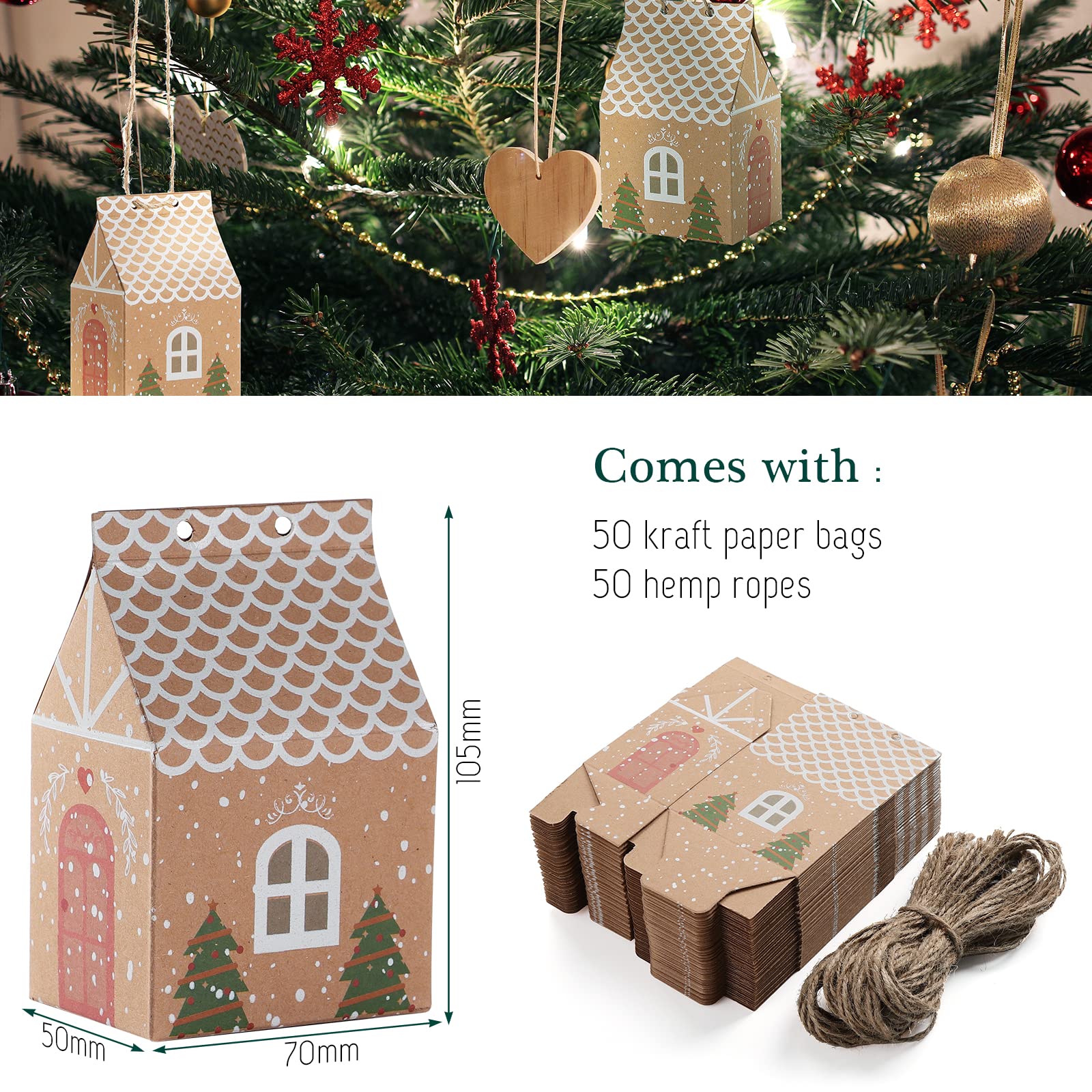 Bolsas De Papel Kraft Navideñas Cajas De Con Etiquetas Cajas Jolly Perfke Cajas De Caramelo De Papel Kraft