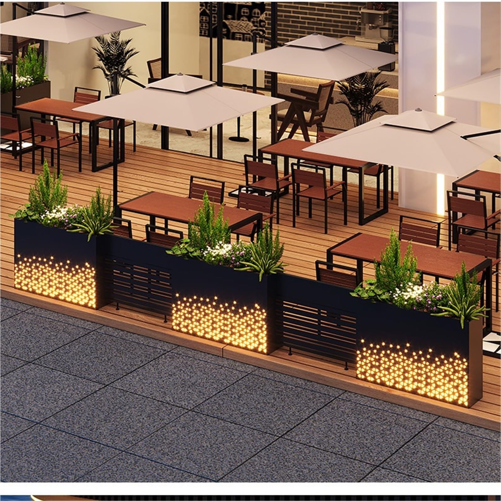 Macetero Valla de división empalmable Barandilla independiente Jardín | Adecuado for catering Tienda Diseño exterior del escaparate(Pequeño)