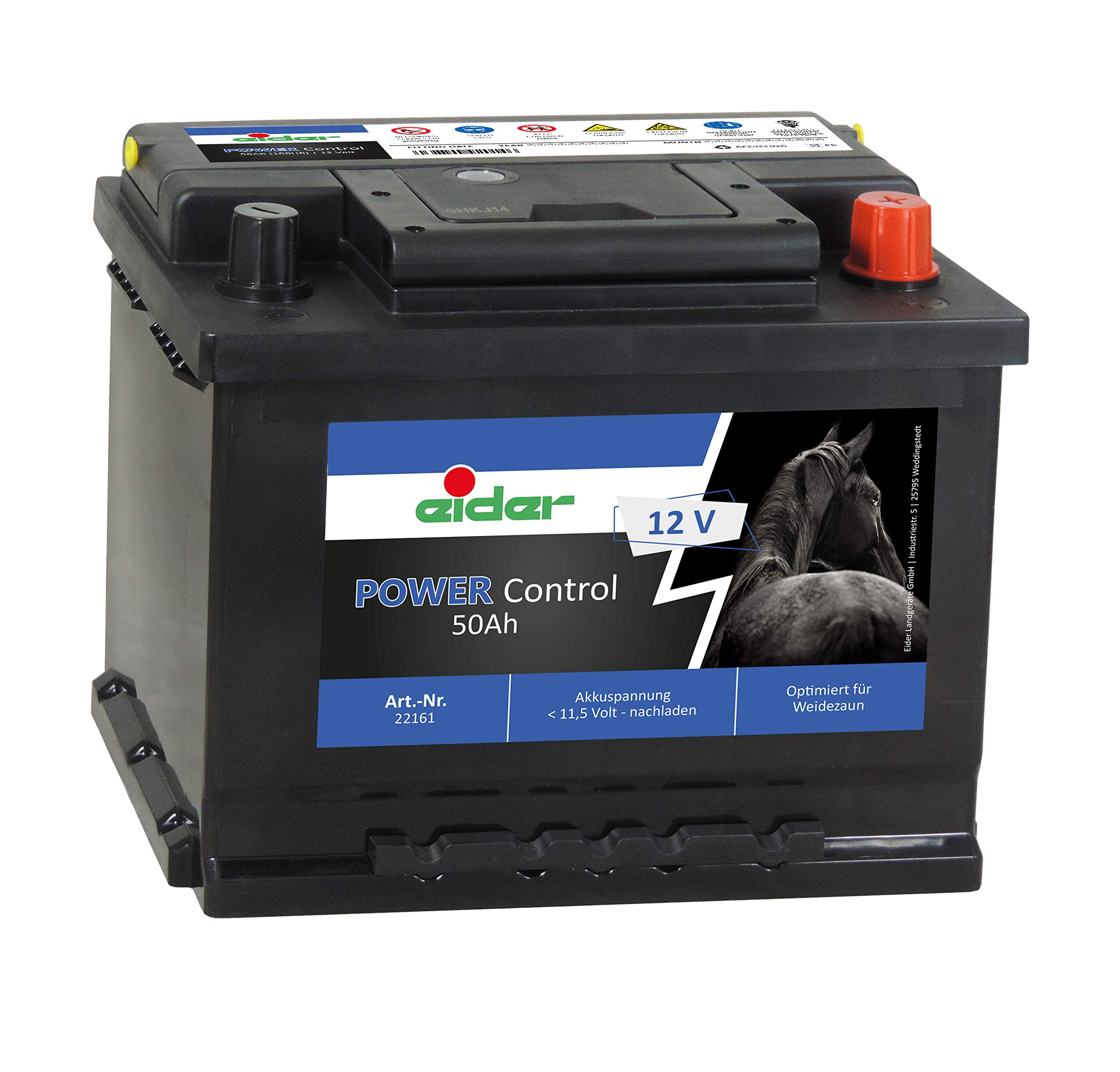 12 Volt Akku Power Control 50 Ah - Weidezaun Elektrozaun Akku Batterie, befüllt