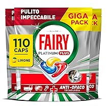 Pastiglie Per Lavastoviglie Fairy Platinum Plus Tutto In Uno Limone, 110 Capsule (5 x 22), La Migliore Pulizia Fairy Come Nuovo, Rimuove L’opacità E Previene Il Calcare