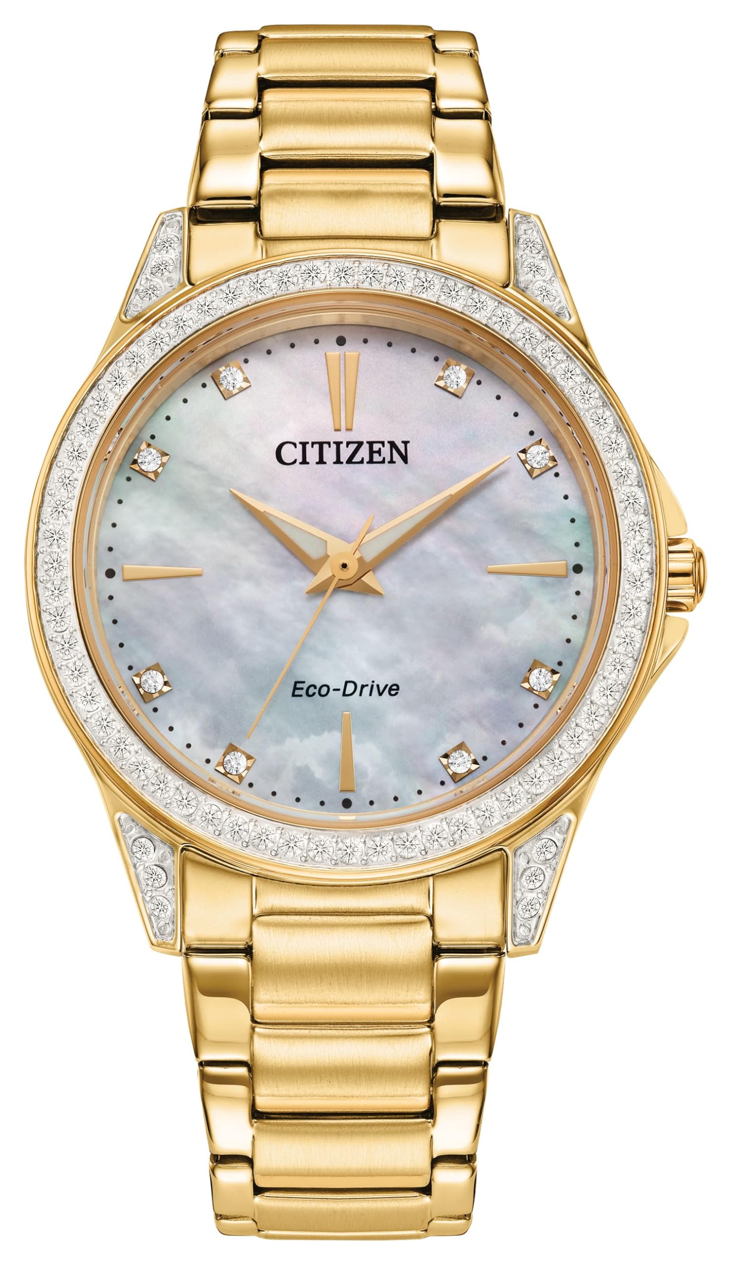Citizen Eco-Drive Two Tone Gold Silver White Dial Date Women’s Watch Running Citizen Women main image 2