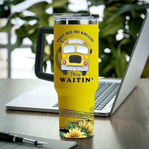 Miniatura 6 de Regalos de agradecimiento al conductor de autobús para hombres y mujeres, vaso de 40 onzas con asa y popote