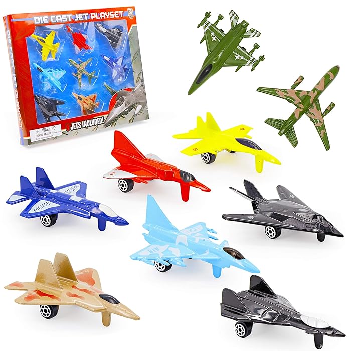 Buy Assorted Color & Styles 9 Piece Die Cast Air Force Jet Play Set