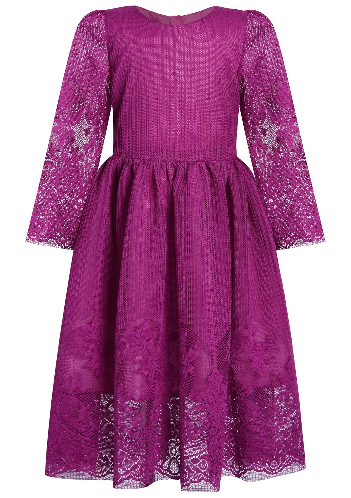 BONNY BILLY Weihnachtskleid Mädchen Festliches Kleid Mädchen Lang Langarm Hochzeit Spitze Tüll