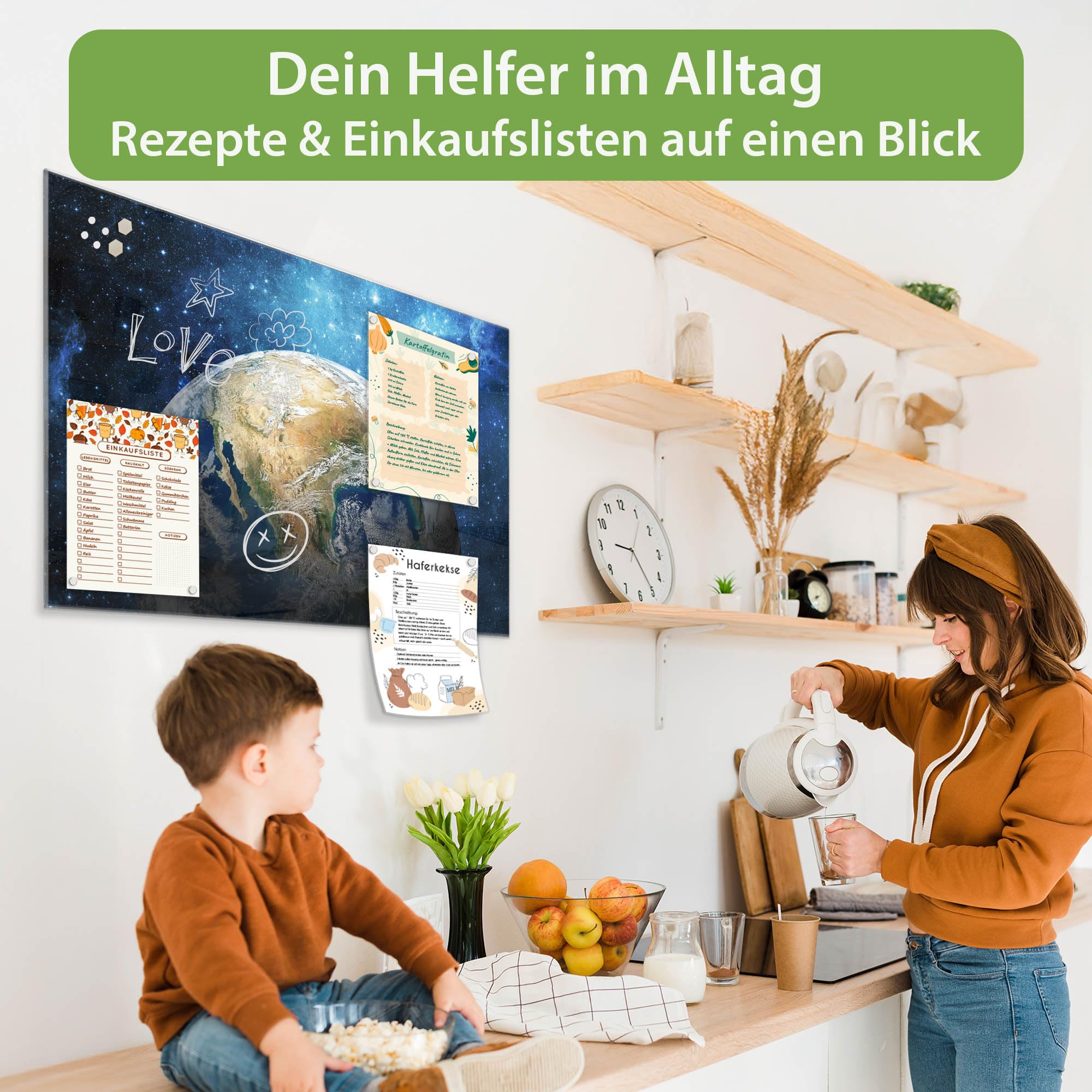banjado Glas-Magnettafel in 75x50cm, beschreibbar und magnetisch