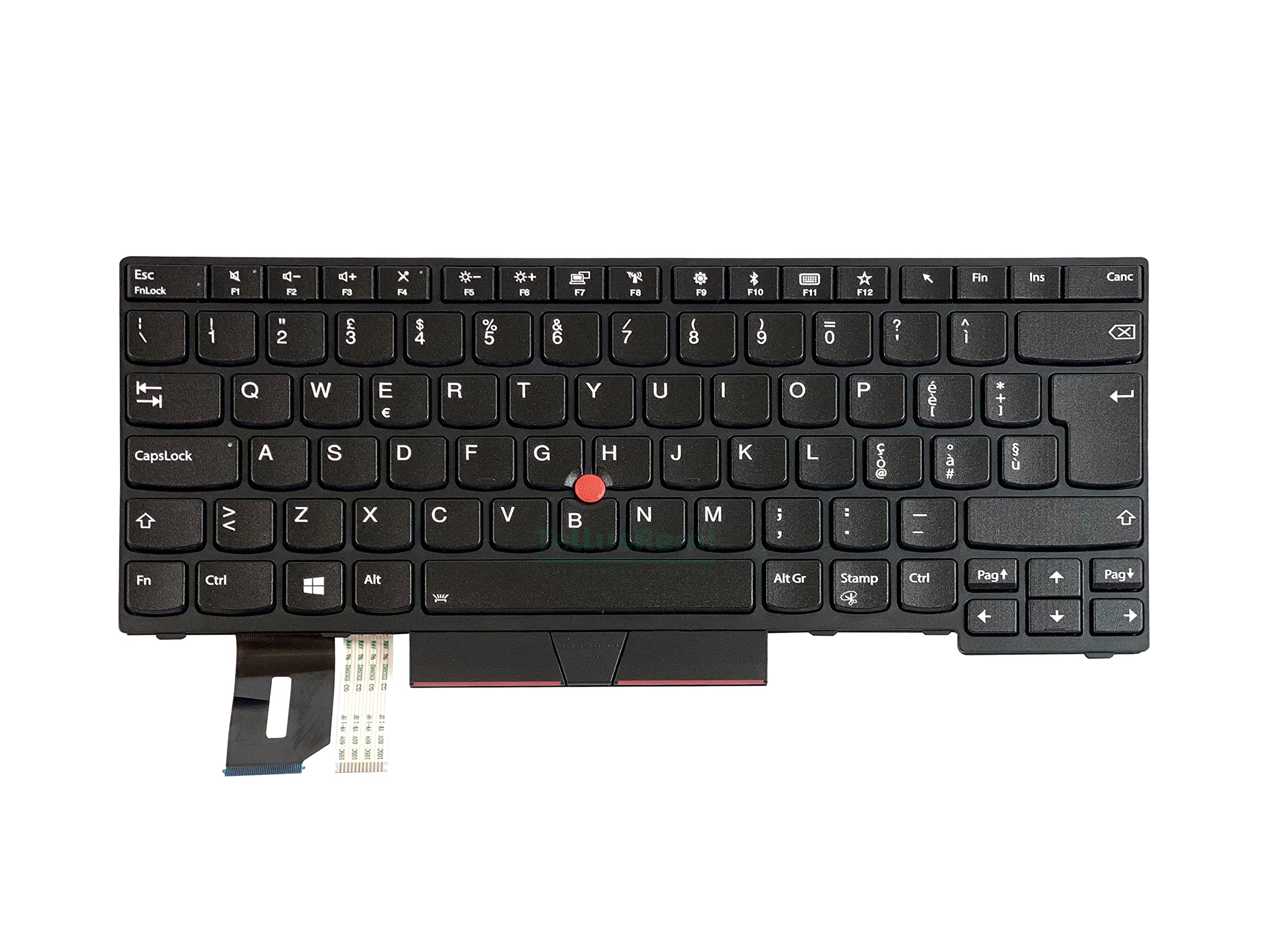 Tastiera sostitutiva compatibile con Lenovo ThinkPad T480s black - IT retroilluminata, per modelli compatibili T480s, T490, E490, L480, L490, L380, L390, L380 Yoga, L390 Yoga, E480, E490