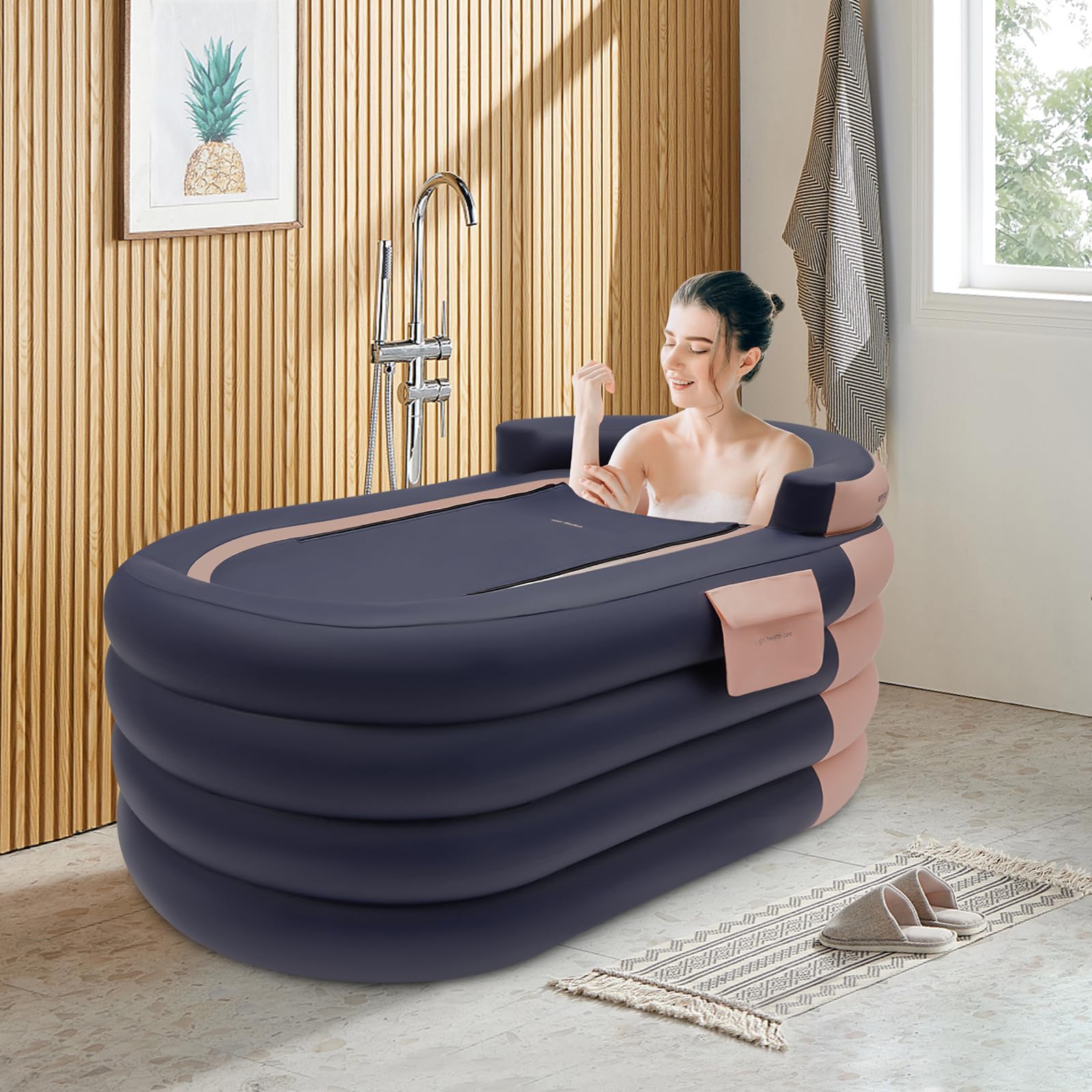 Vasca da Bagno Gonfiabile, Spa Portatile, PVC Rinforzato,Pompa Rapida 1 Min | Casa Bagno, Spa Relax, Viaggi Campeggio, PVC rinforzato 4 strati, Pompa 1 min, 140x84x74cm