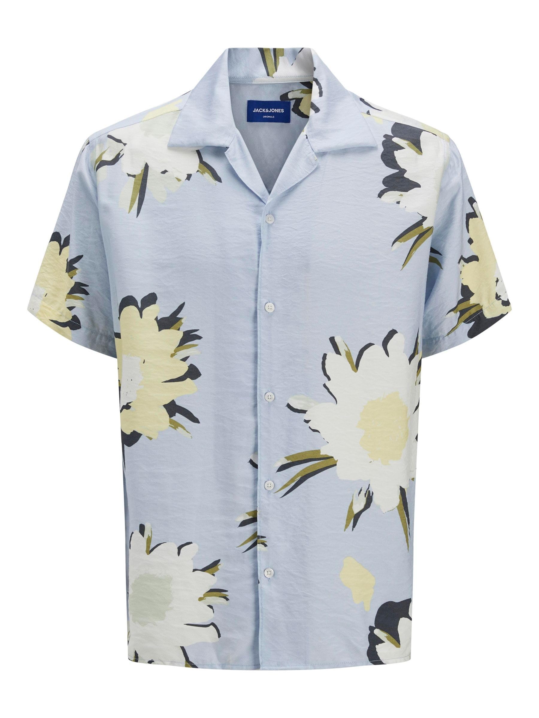 JACK & JONES Jortavira Marshall AOP Shirt Ss Oc25 męska koszulka, Skyway, L