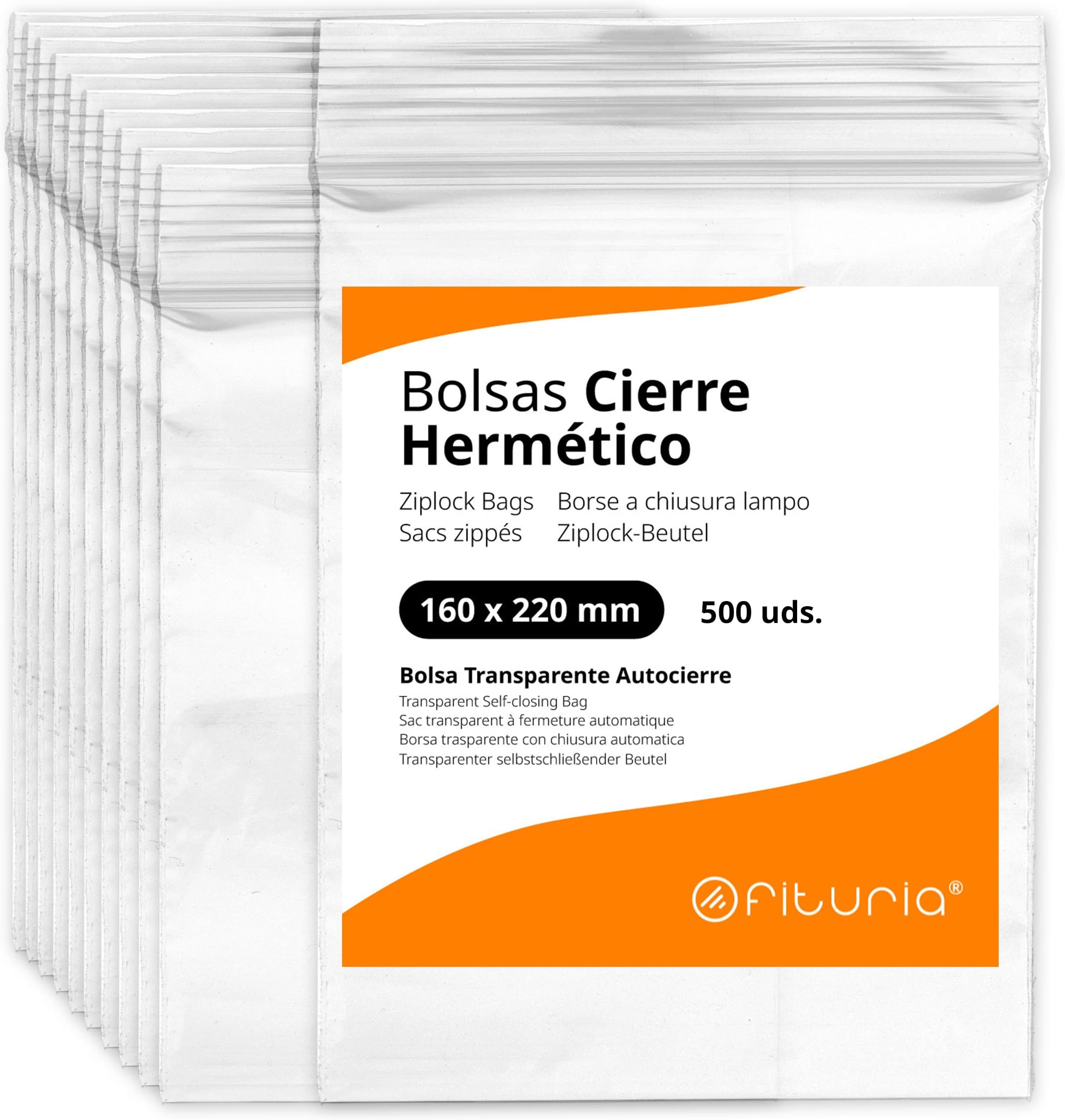 OFITURIA Clear Hermetically Sealed Plastic Bags Ideal for Freezing Food, Document Storage, Reusable and Preservation Bags -