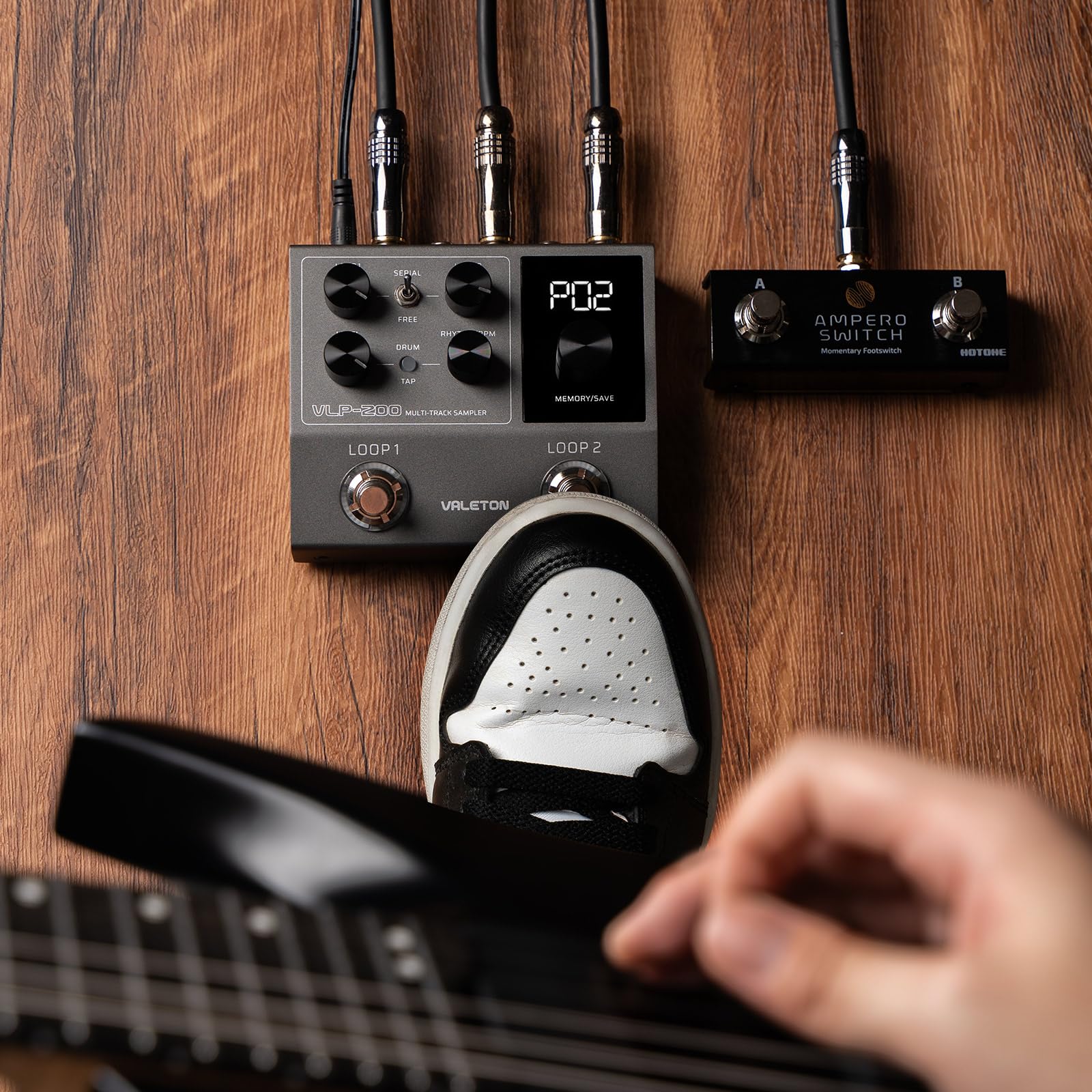 VALETON Looper Pedal Zweispur Stereo 99 Projekt Speicherplätze Software Unterstützung Looper für Gitarre, Bass, Keyboard, Gesang Drum Machine VLP-200