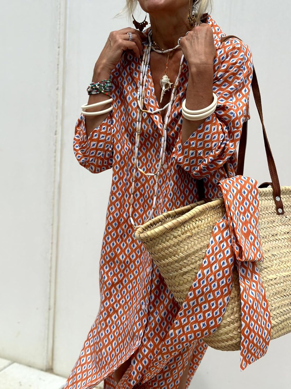 utcoco Womens 2026 Shirt Dress Casual Lapel 3/4 Sleeve Button Down Split Belted Vacation Maxi Dress - Image 5