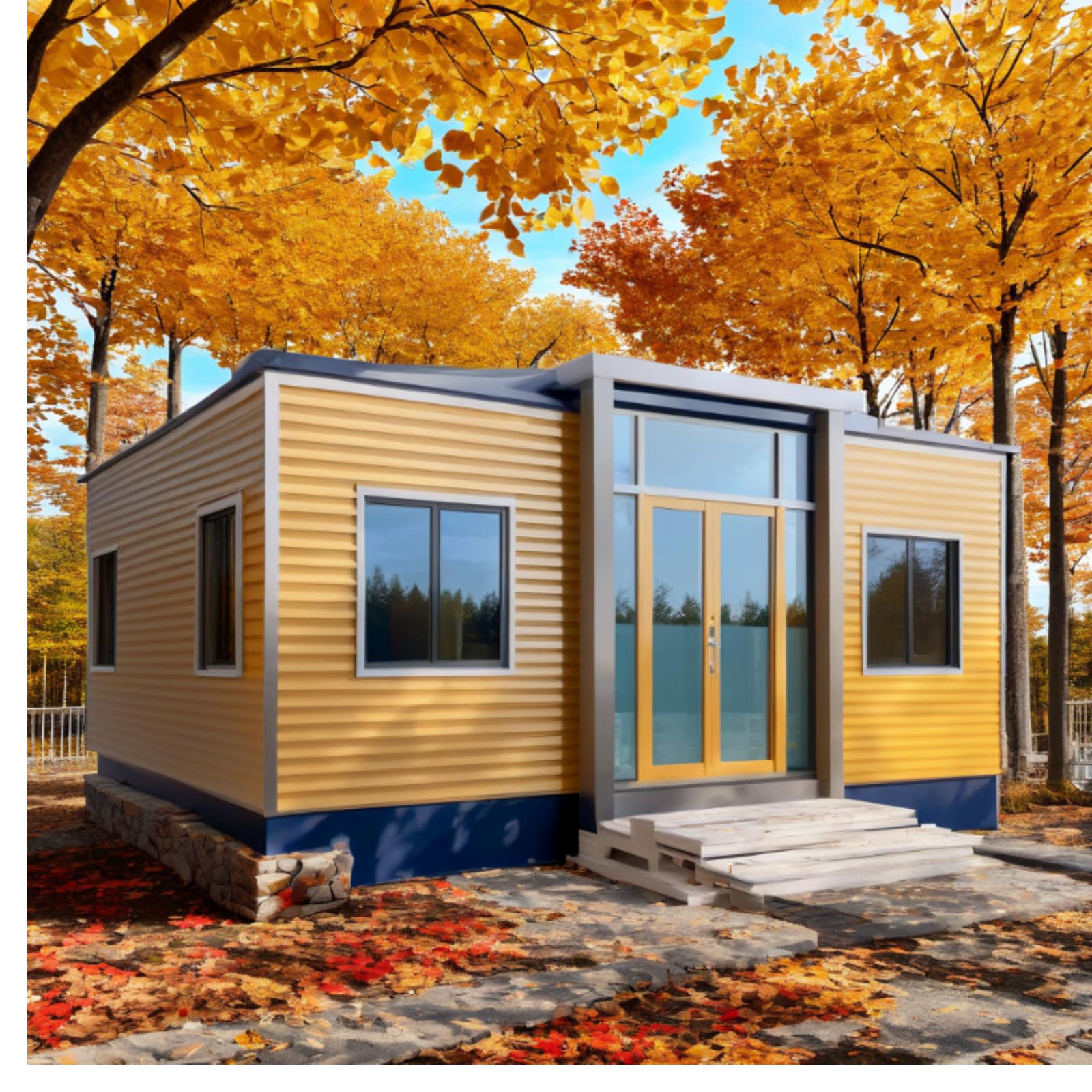 Casa Modulare Pieghevole Espandibile 1 Camera E Bagno – Struttura In Acciaio E Pannelli EPS, Ideale Per Giardino, Cantiere E Rifugi