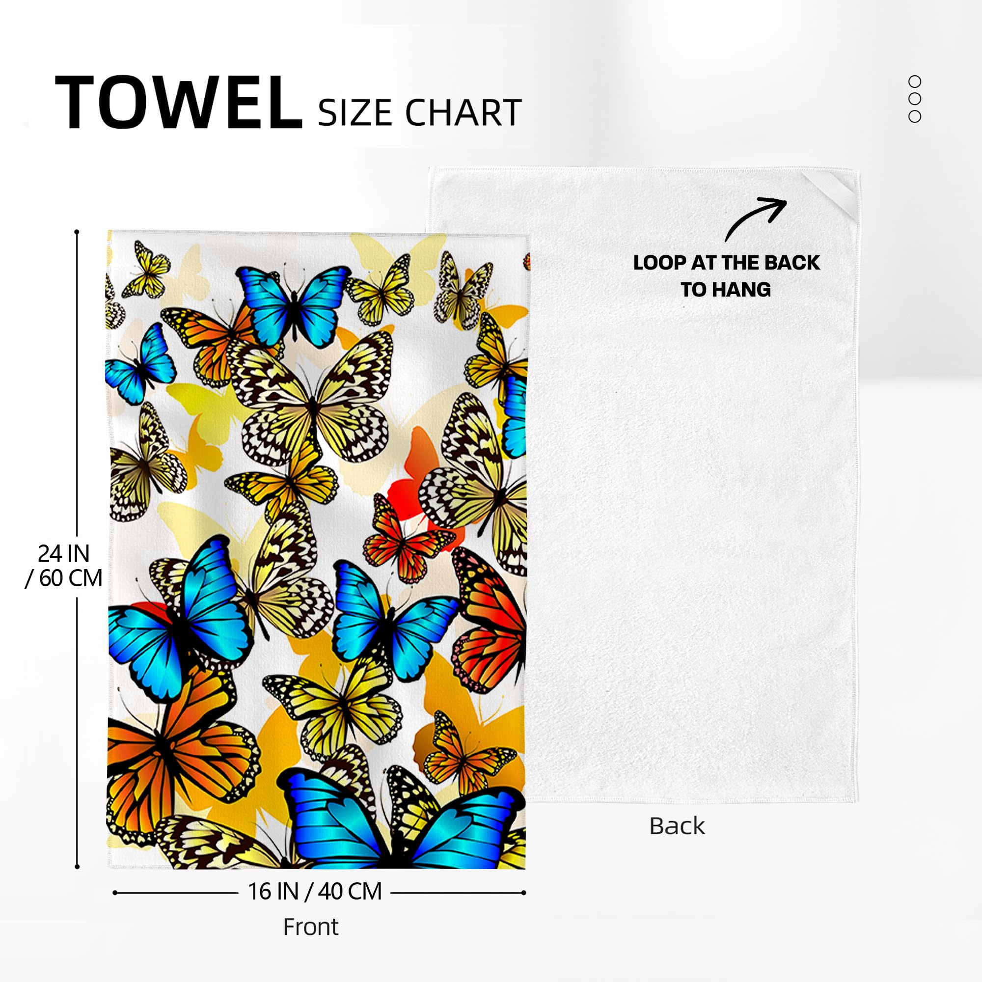 Gold And Pink Butterfly Kitchen Towels - 16x24 Inch Aesthetic Hand Towels For Preppy Girly Decor