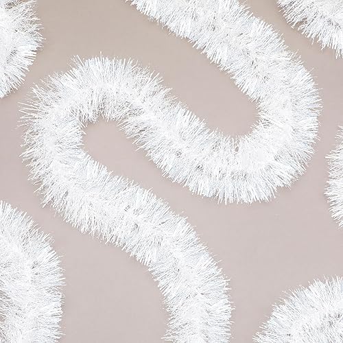 Miniatura 7 de Guirnalda de oropel de Navidad de 72 pies de largo con brillantina, decoración colgante de árbol de Navidad para fiestas, vacaciones, boda,