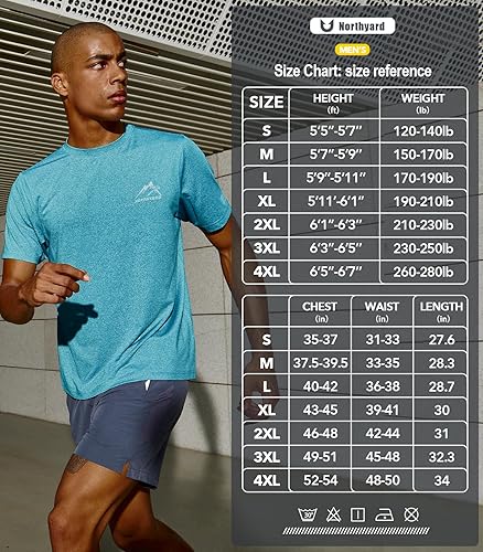 Miniatura 6 de NORTHYARD Camisetas de protección solar UPF 50+ para hombre, protección solar SPF UV, secado rápido, camisetas de manga corta para pesca atlética