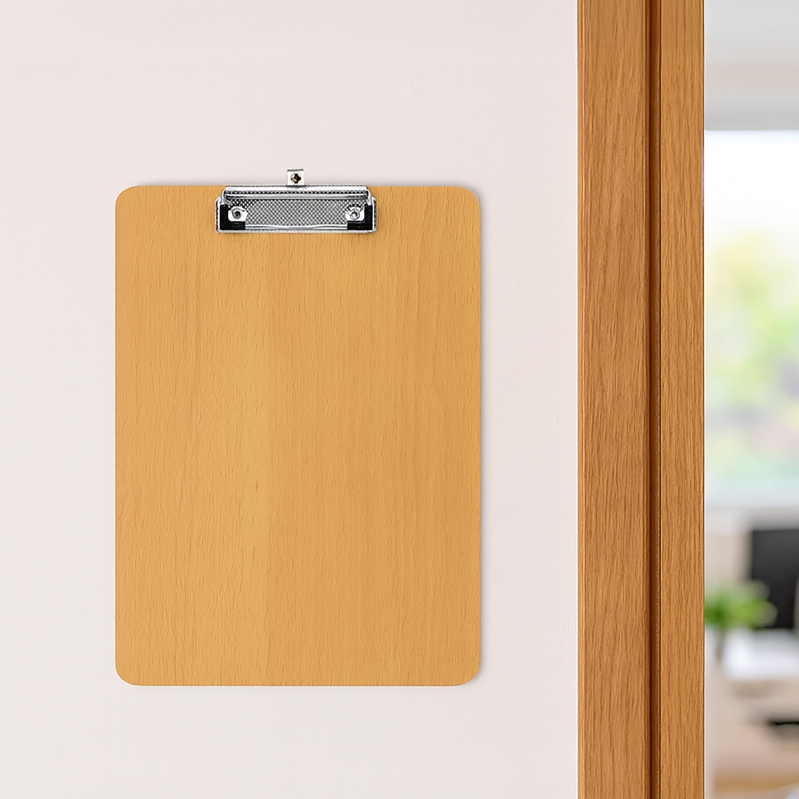Relaxdays Portablocco A4 con Pinza Portadocumenti, Set 6 Cartellette Ferma Appunti, HLP: 31,5x22,5x0,5cm, MDF, Marrone