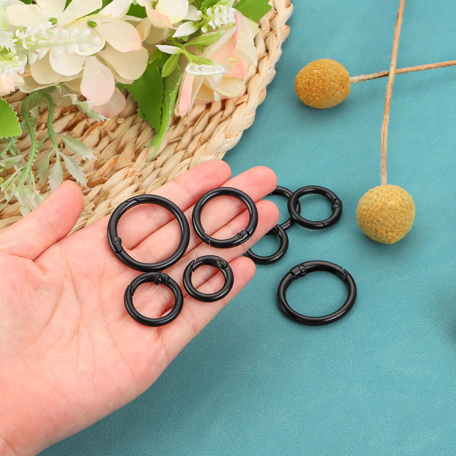 uxcell Spring O Rings, Trigger Round Snap Buckle, DIY Accessories Spring Keyring Buckle for Keychains Purse and Handbag - Image 5