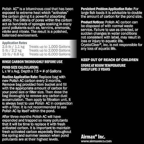 Miniatura 2 de CrystalClear Medios de filtración de carbón activado por CA para taninos, olores y escombros, crea agua cristalina y mejora la filtración, 15 libras