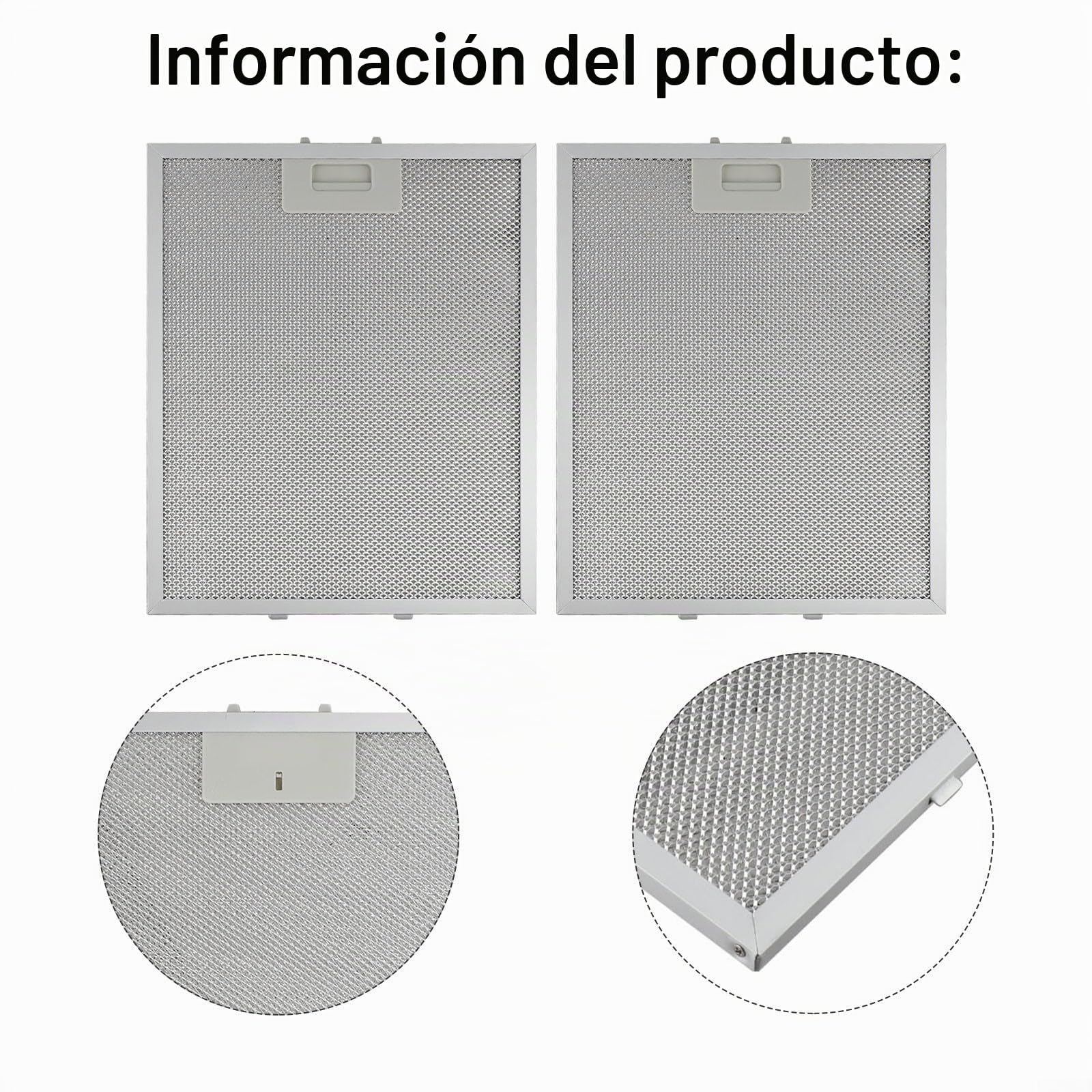 Honseadek Filtro de campana extractora de 280 x 350 x 9 mm, filtro de aluminio para grasa de metal, ventilación de escape de malla metálica, para rejillas de ventilación de campana extractora de