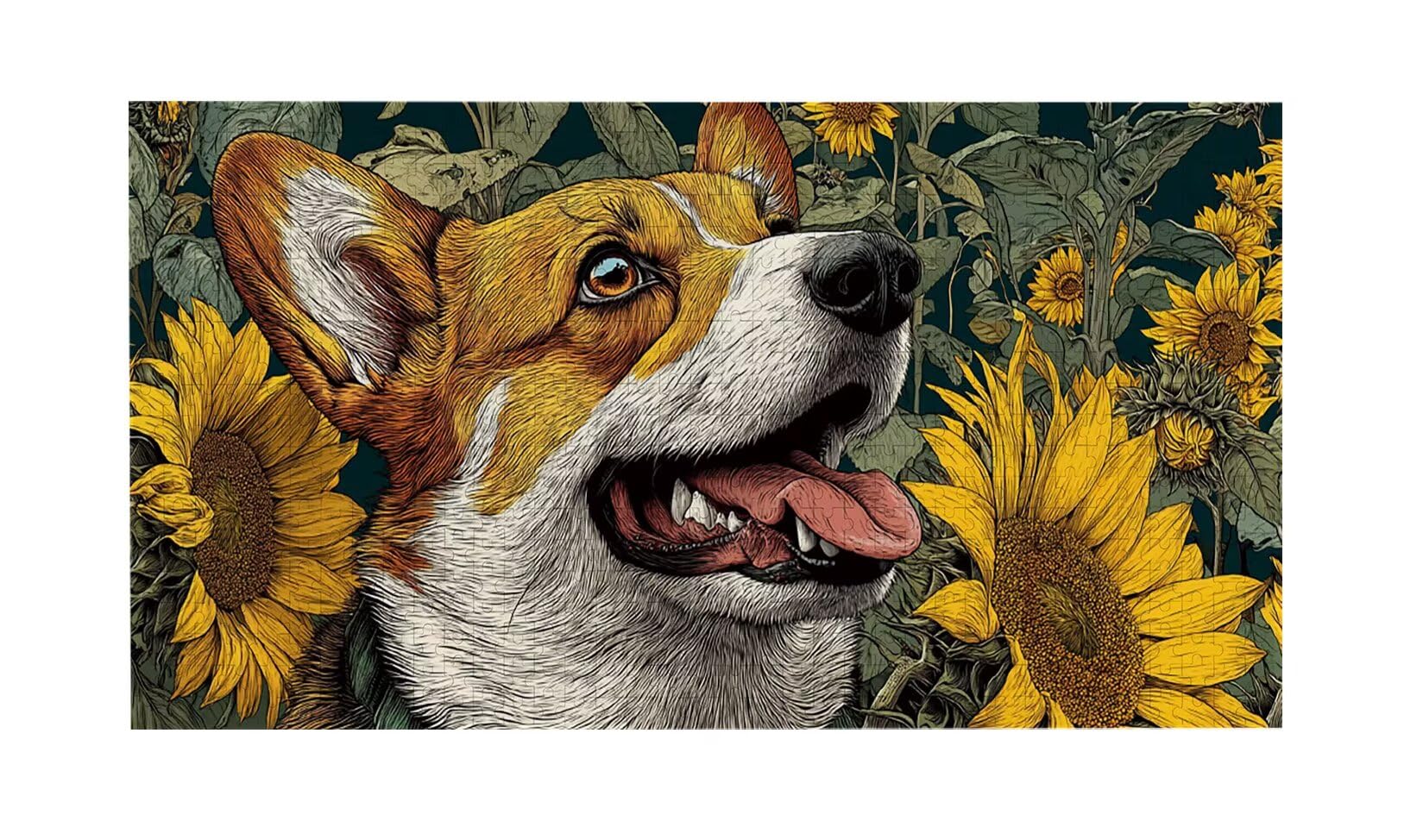 Puzzle para Adultos 1692 Piezas, Girasol Corgi Puzzle, Difícil, Desafiante, Rompecabezas Encajan Perfectamente, Letras en la Parte Posterior, sin Polvo, Regalo para Personas Mayores (179x31cm) v-584
