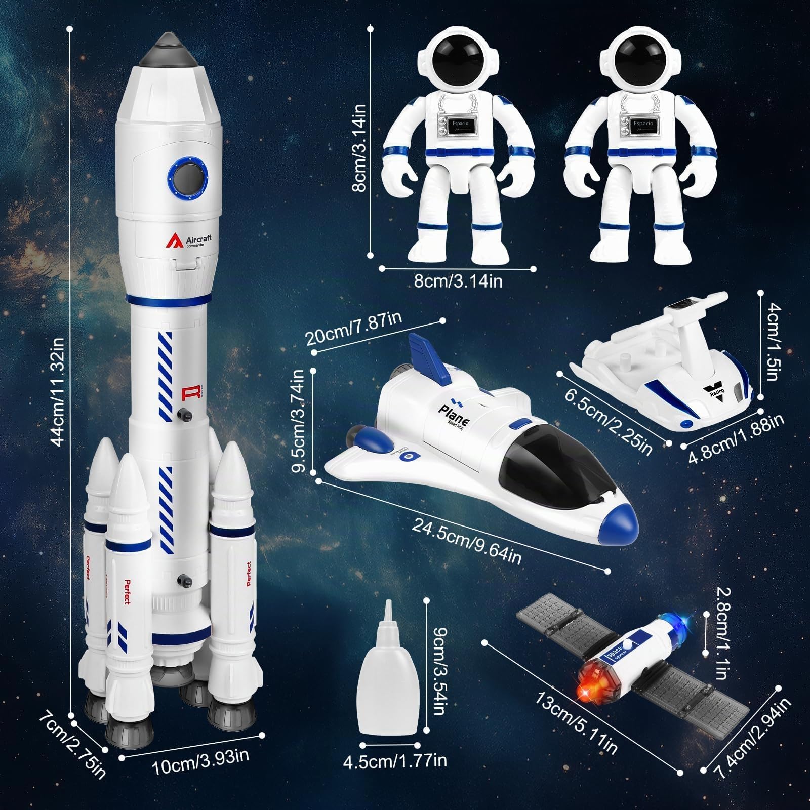 Juguete de Cohete Espacial para niños, de Transbordador para de 3, 4, 5, 6, 7 y 8 años, de Cohete Espacial de Regalo para y niñas.