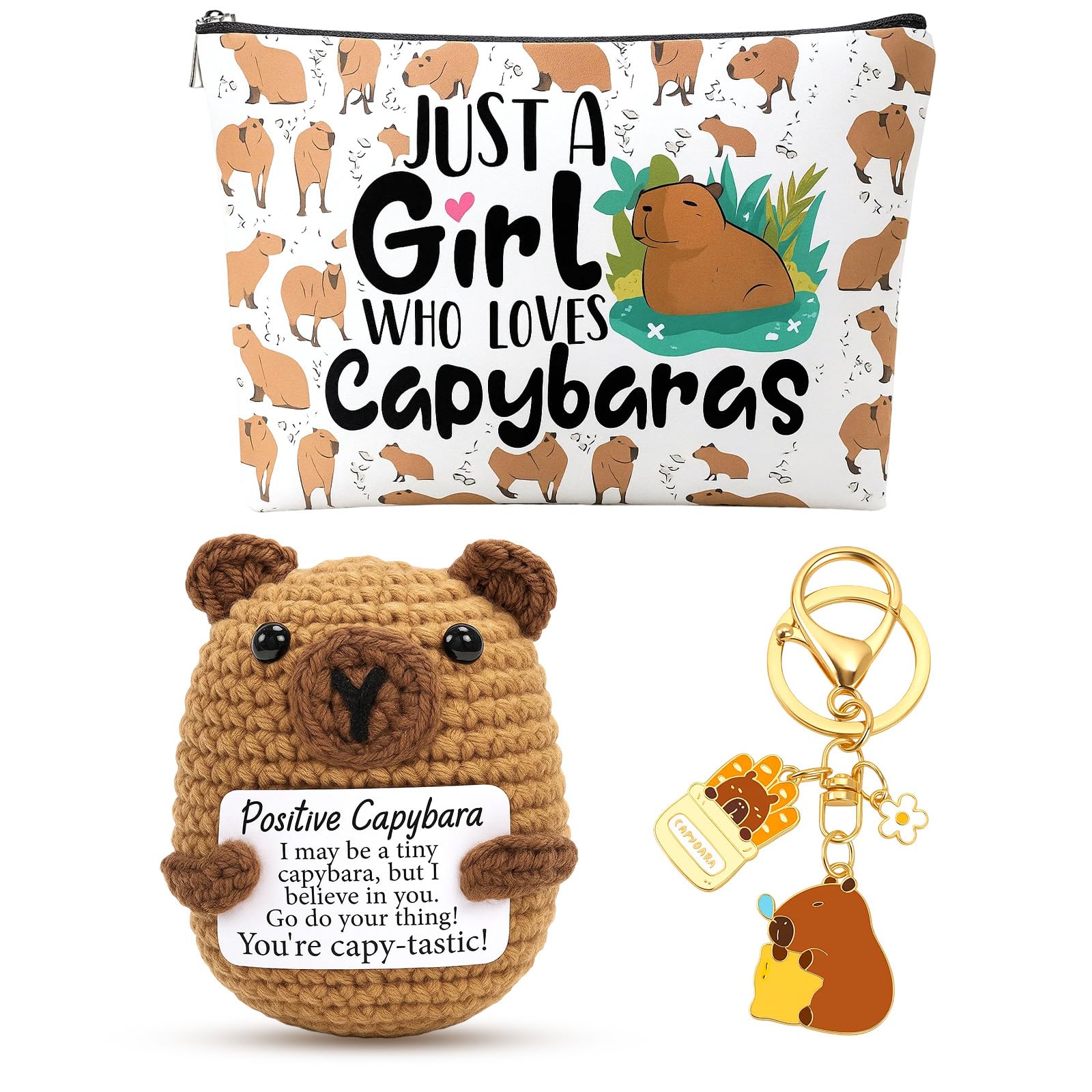 BeoTnp 3PCS Capybara Gifts, Capybara Gift Set for Girls, Positive Animals Perfect for Animal Lovers, Daily Use and Special Occasions, Ideal for Birthday, Holiday, Party Gifts