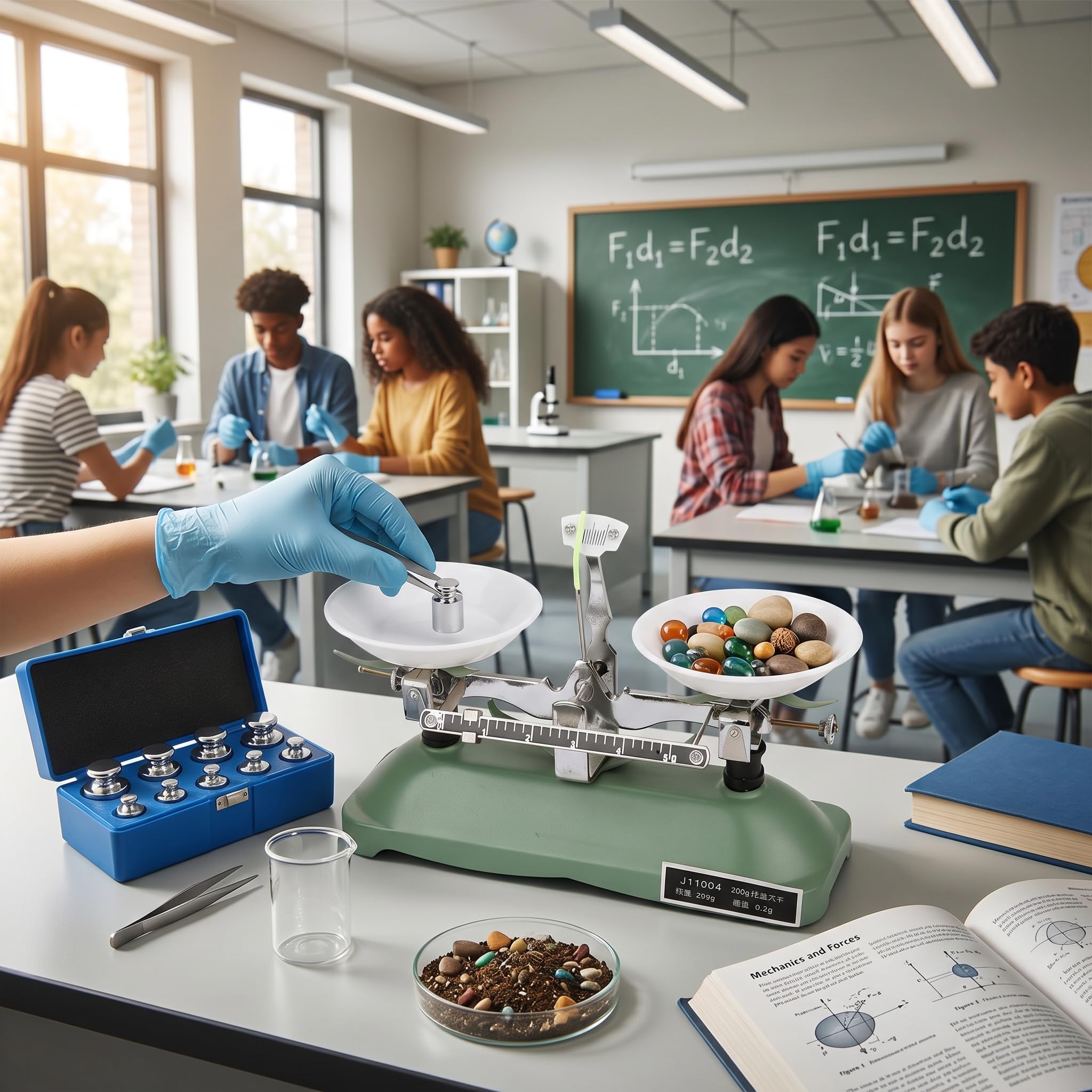 Präzisionswaage Labor Chemie 200g mechanische Waage mit Gewichten 0,2g Teilungswert