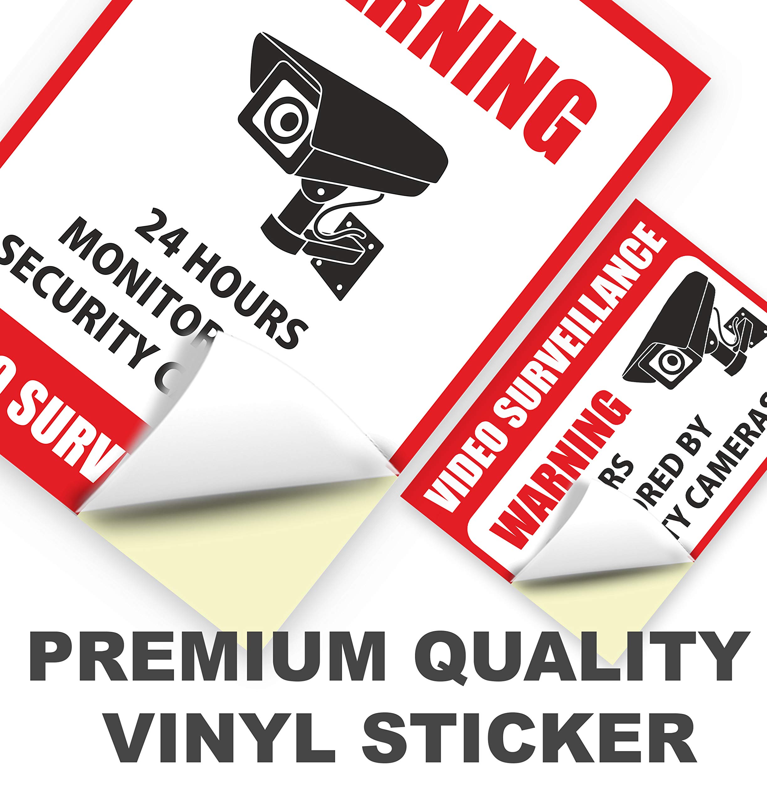 10 Pack Video Surveillance Sign Stickers SelfAdhesive Vinyl Decal